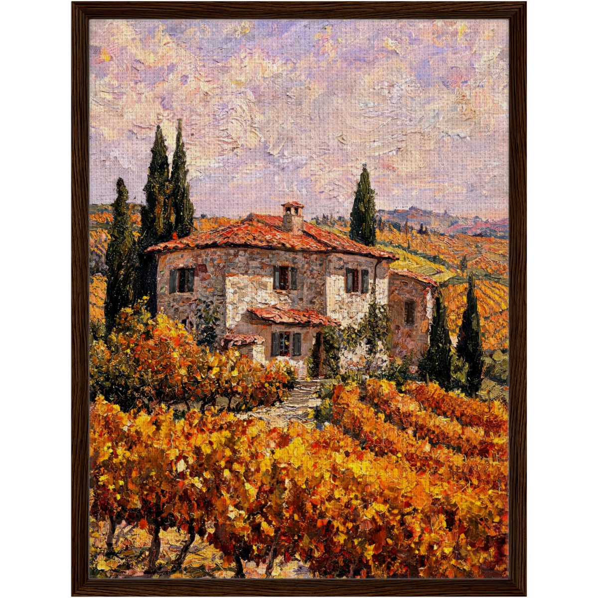 Tuscan Villa Vineyard Framed Canvas Wall Art | Gallery Style Decor