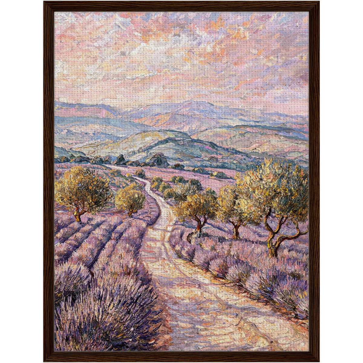 Provence Lavender Field Framed Canvas Wall Art | Gallery Style Decor