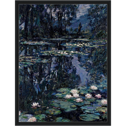 Midnight Water Lilies Framed Canvas | Vintstep