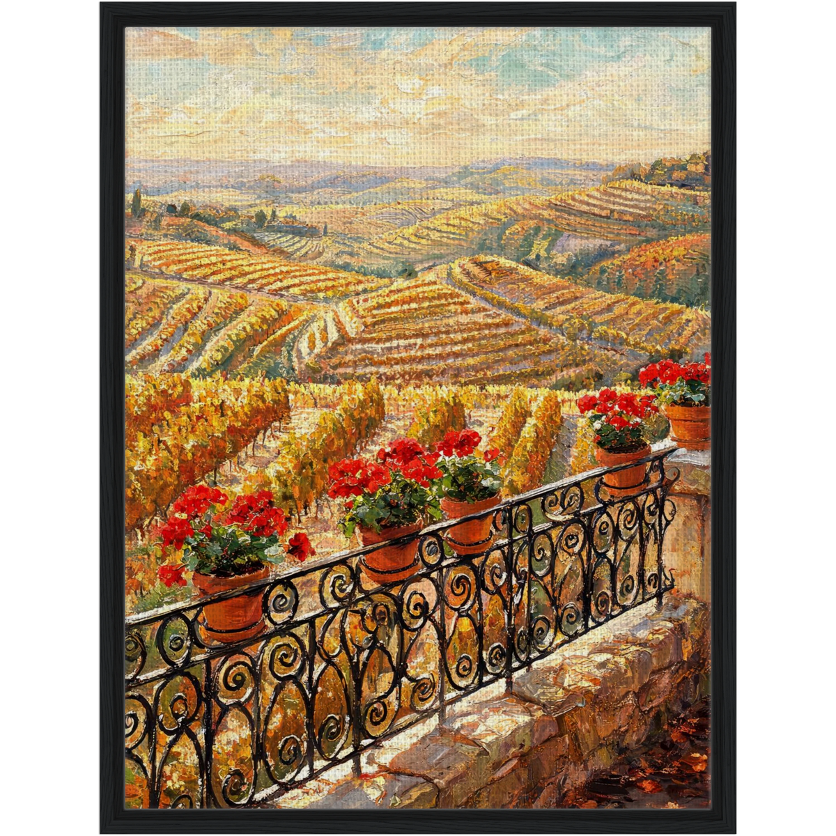 Vineyard Balcony Framed Canvas Wall Art | Gallery Style Decor