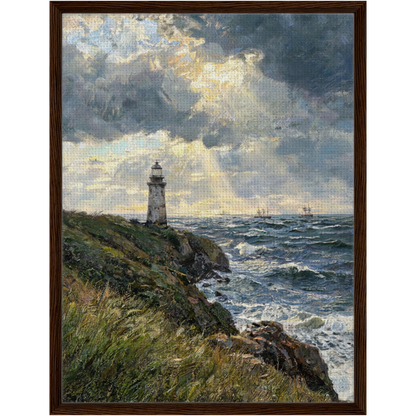 Framed Lighthouse Seascape Canvas | Atmospheric Maritime Decor