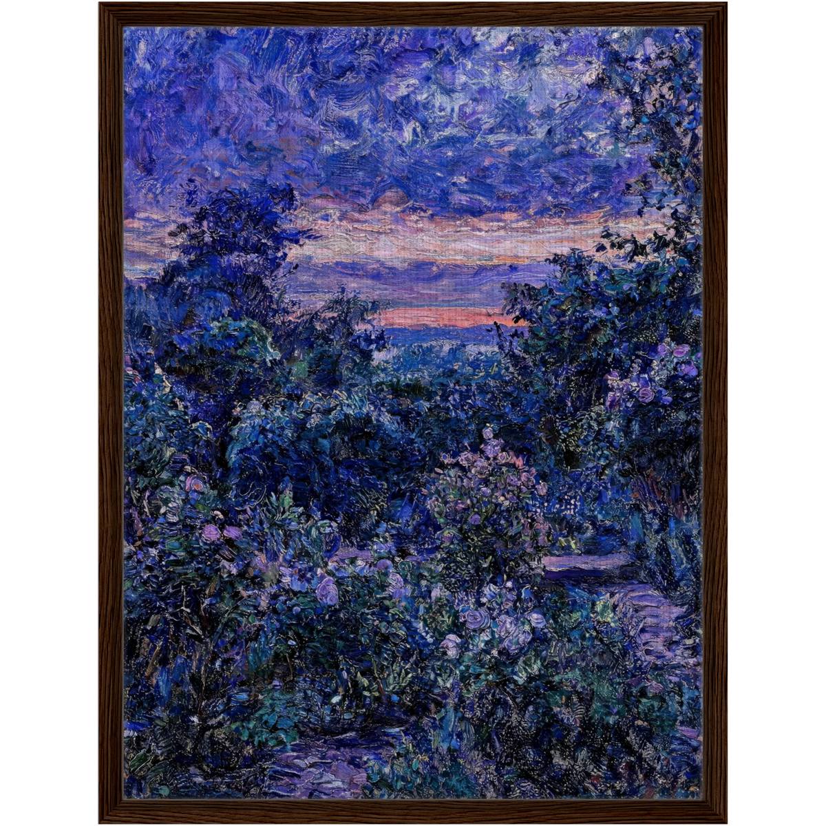 Midnight Twilight Garden Framed Canvas | Vintstep