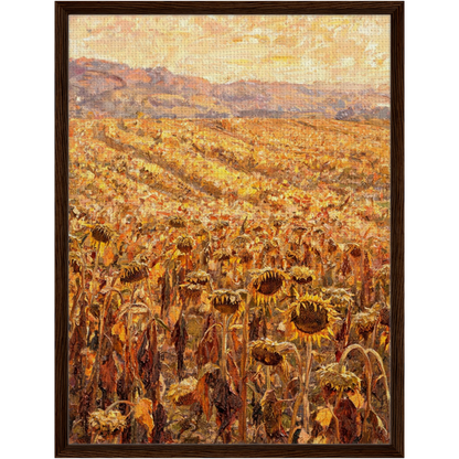 Golden Sunflower Field Framed Canvas Wall Art | Gallery Style Decor