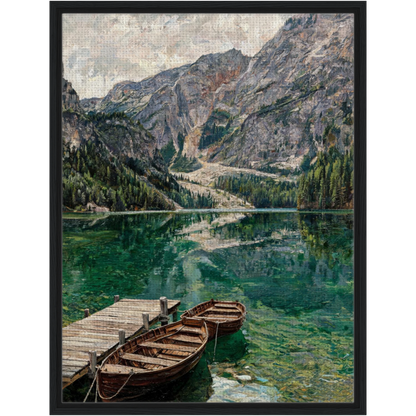 Framed Alpine Emerald Lake Canvas | Mountain Wilderness Decor