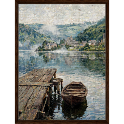 Framed Vintage Lakeside Landscape Canvas | Modern Classic Home Decor