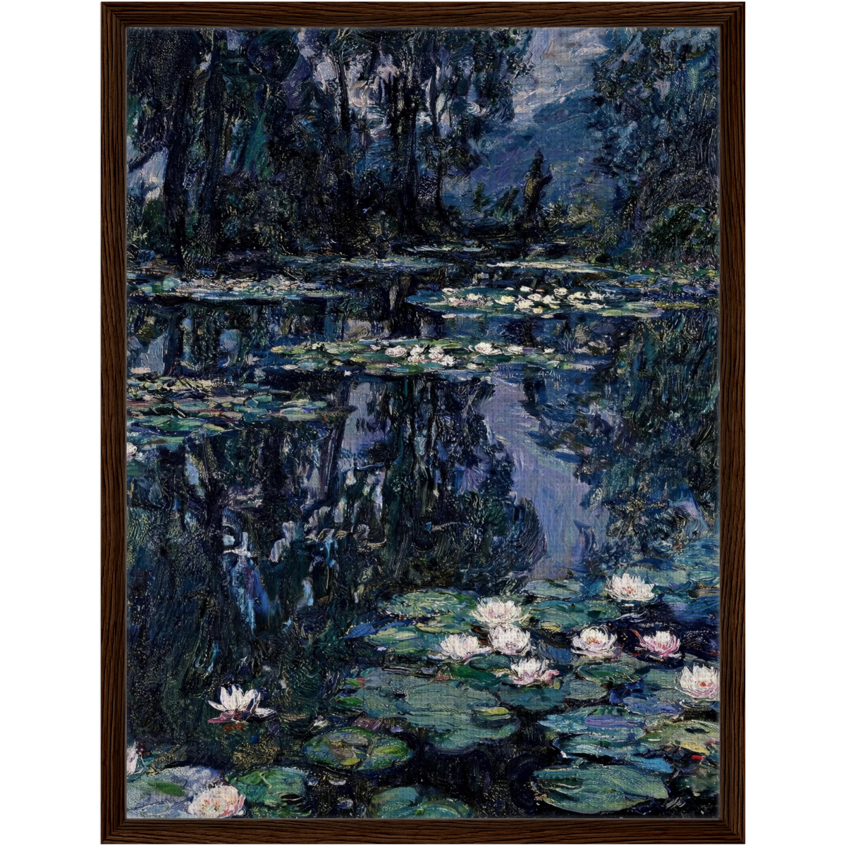 Midnight Water Lilies Framed Canvas | Vintstep