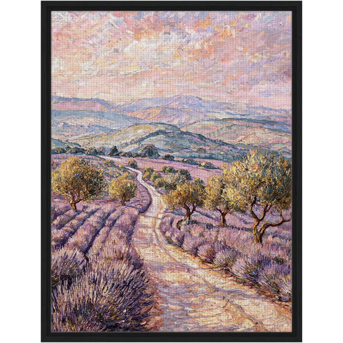 Provence Lavender Field Framed Canvas Wall Art | Gallery Style Decor