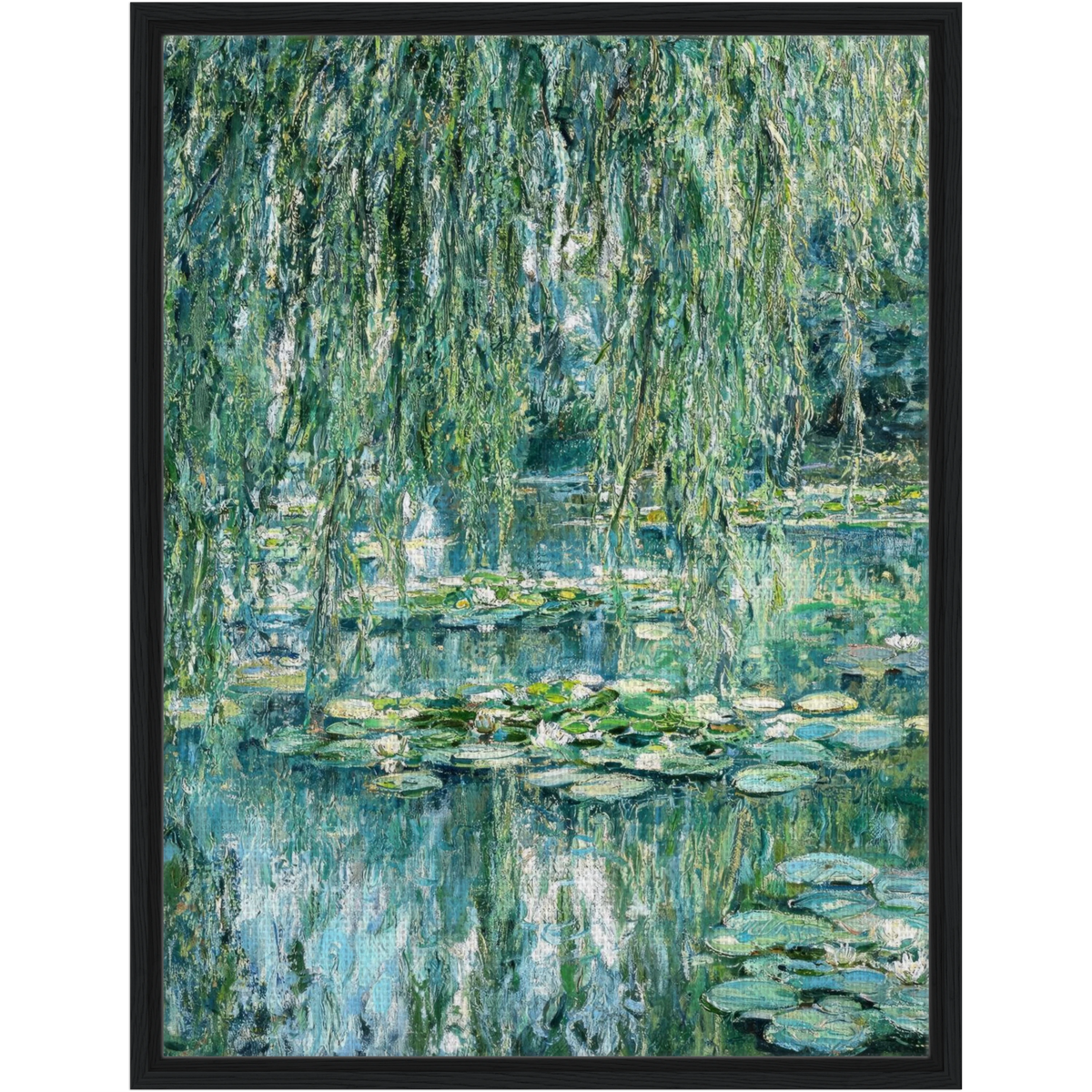Emerald Willow and Water Lilies Framed Canvas | Vintstep
