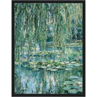 Emerald Willow and Water Lilies Framed Canvas | Vintstep