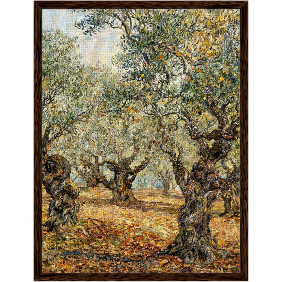 Autumn Olive Grove Framed Canvas Wall Art | Gallery Style Decor