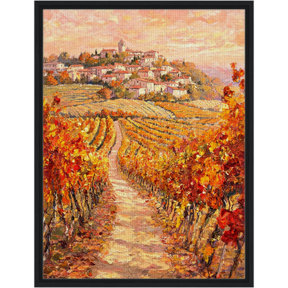 Hilltop Village Vineyard Framed Canvas Wall Art | Gallery Style Decor