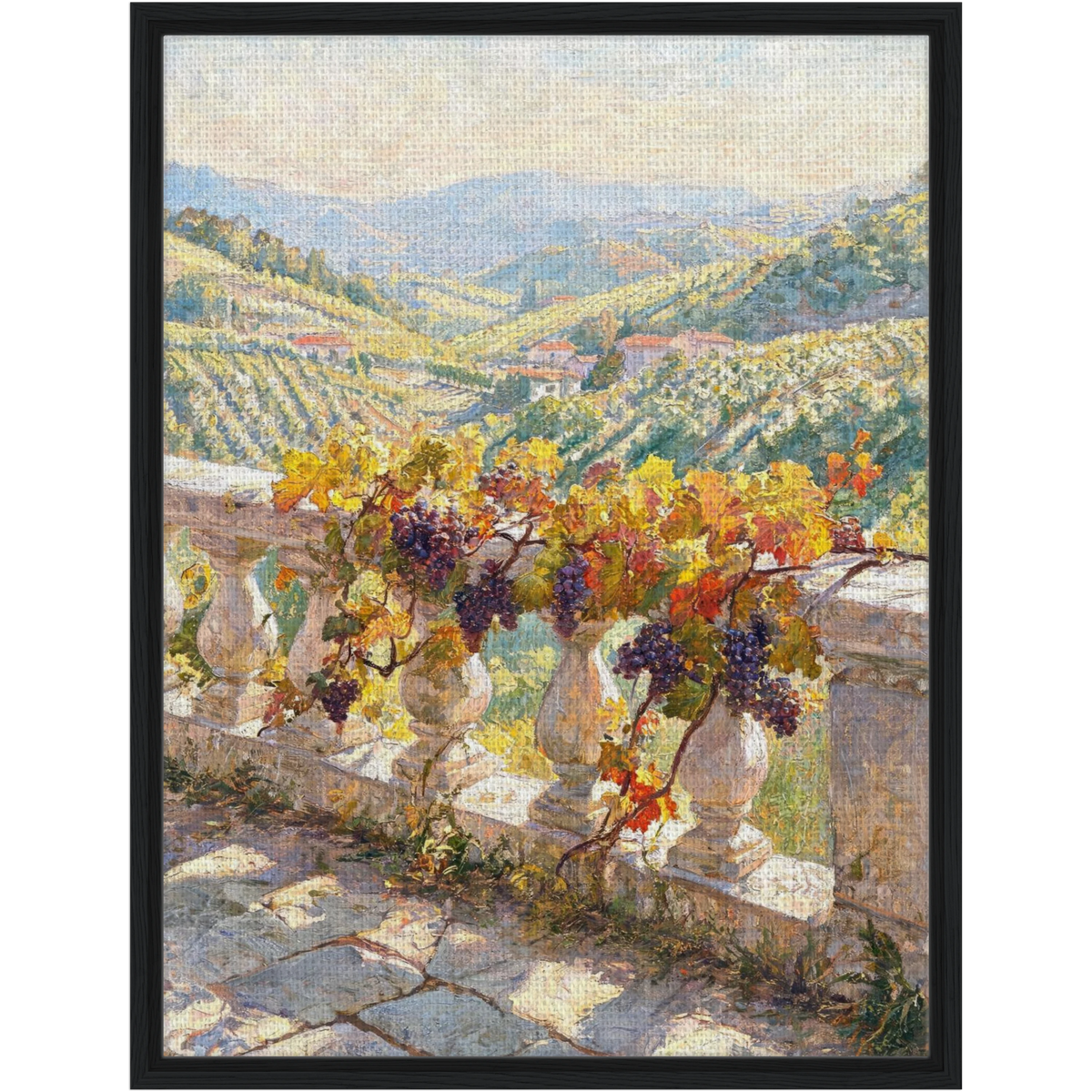 Vineyard Balcony View Framed Canvas Wall Art | Gallery Style Decor