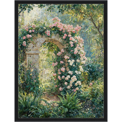 Rose-Covered Stone Arch Framed Canvas | Vintstep