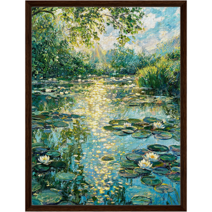 Sunlit Water Lily Pond Framed Canvas | Vintstep