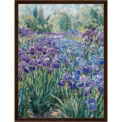 Vibrant Iris Garden Framed Canvas | Vintstep