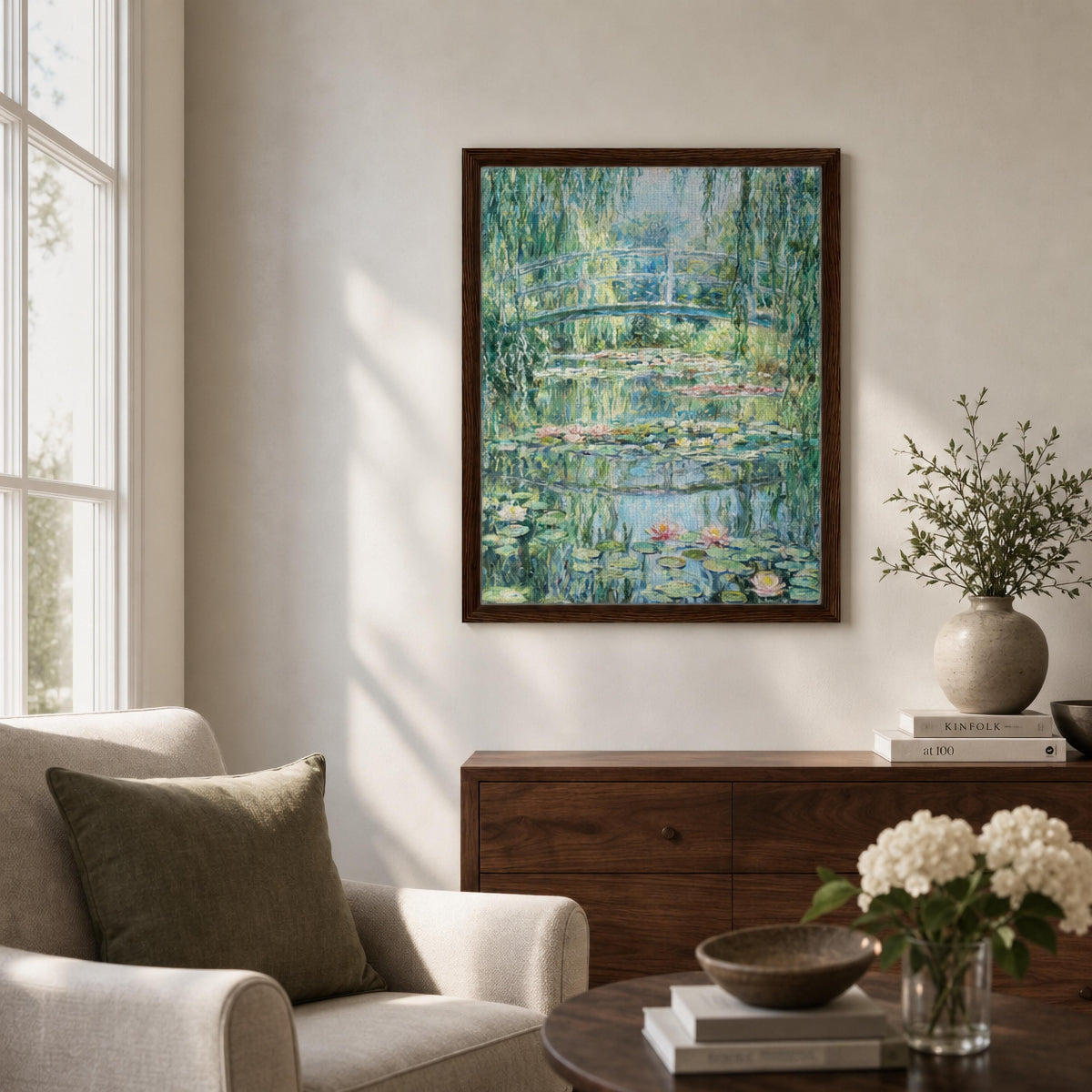 Framed Giverny Reflections Canvas | Premium Vintage Impressionist Canvas Art