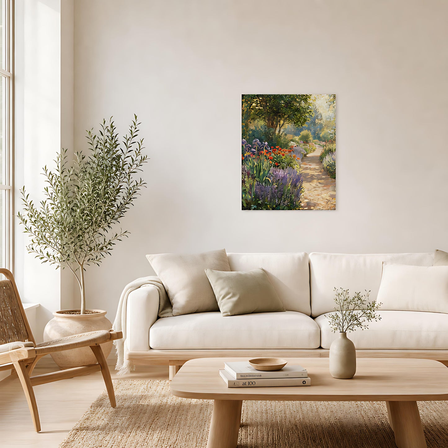 Sunlit Garden Path Canvas Print | Vintstep