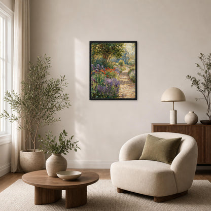 Sunlit Garden Path Framed Canvas | Vintstep