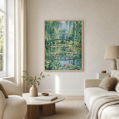 Framed Giverny Reflections Art Print | Vintage Water Lilies Wooden Framed Poster