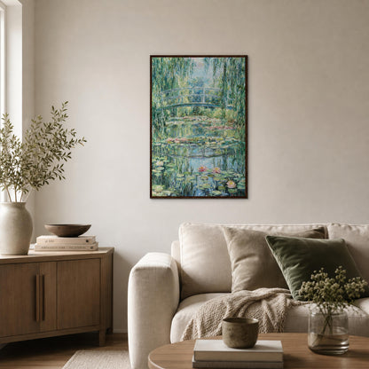 Framed Giverny Reflections Art Print | Vintage Water Lilies Wooden Framed Poster
