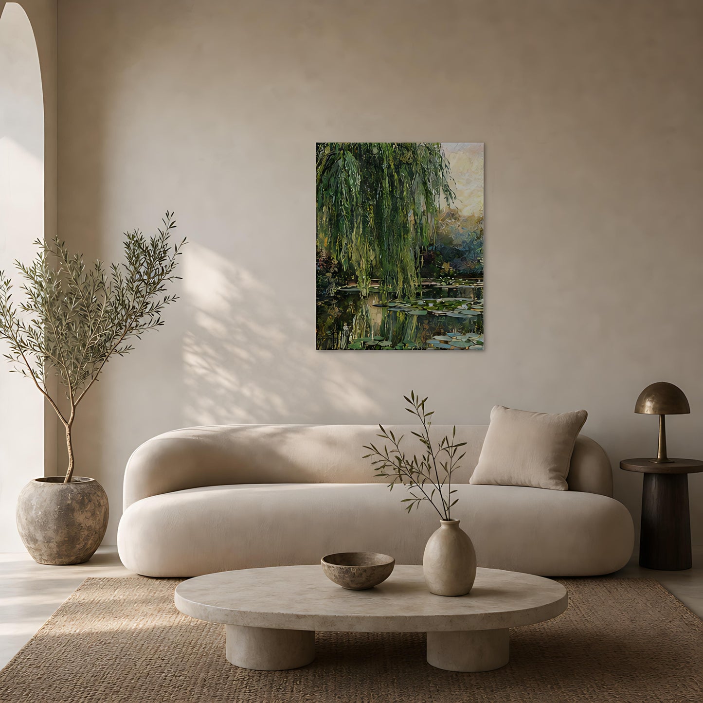 Weeping Willow and Water Lilies Canvas Print | Vintstep