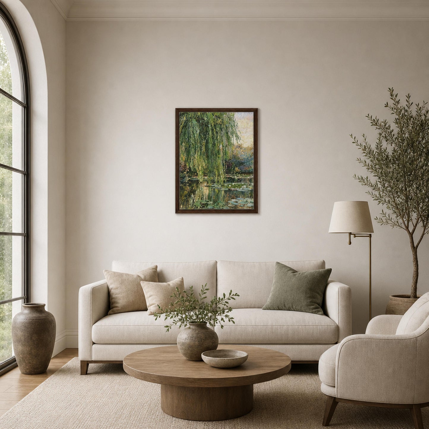 Weeping Willow and Water Lilies Framed Canvas | Vintstep