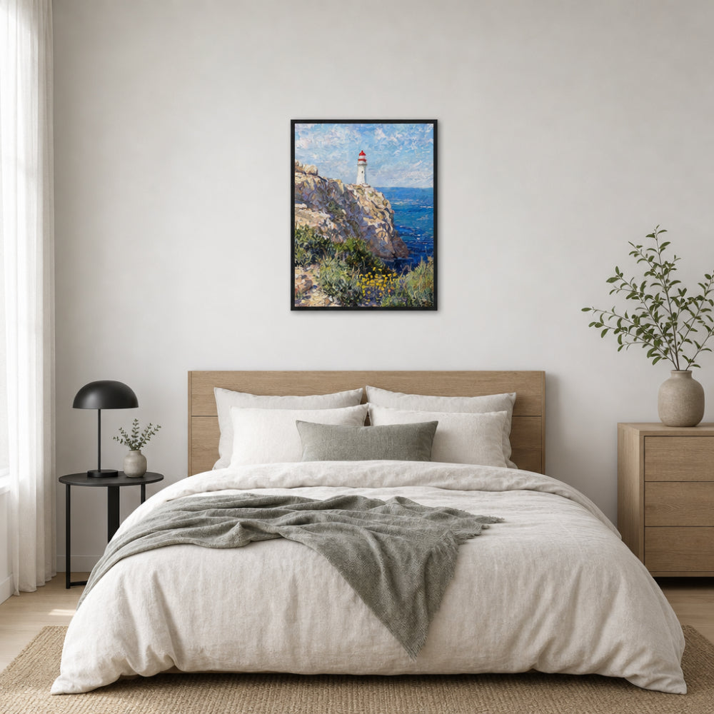 Coastal Cliff Lighthouse Coastal View Impressionist Art Print
