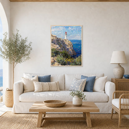 Coastal Cliff Lighthouse Coastal View Impressionist Art Print