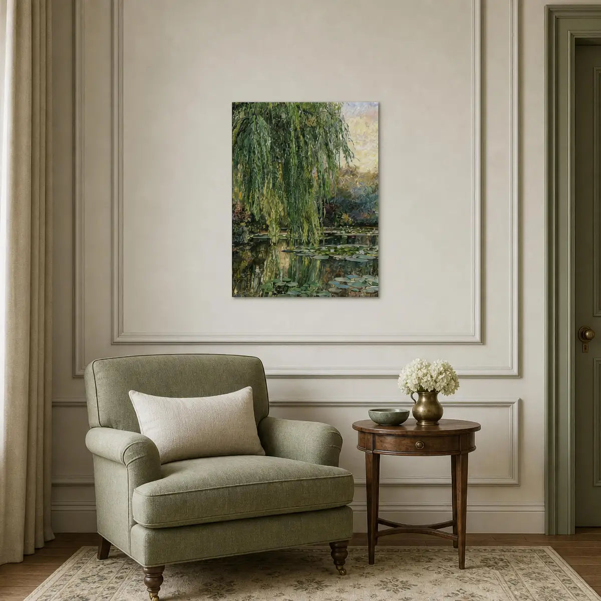 Weeping Willow and Water Lilies Canvas Print | Vintstep