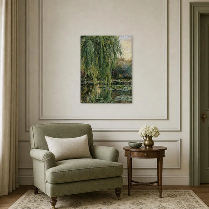 Weeping Willow and Water Lilies Canvas Print | Vintstep