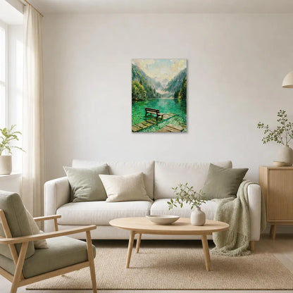 Vintage Alpine Lake Canvas Print | Serene Mountain Wall Art