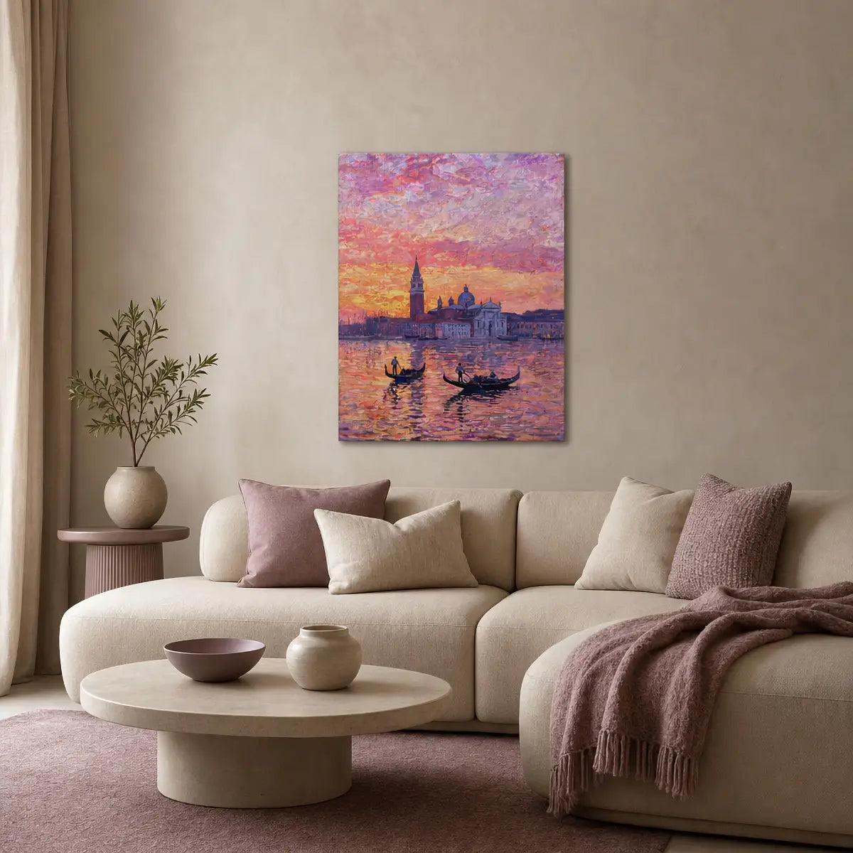 Vintage Venice Sunset Canvas Print | Romantic Lagoon Wall Art