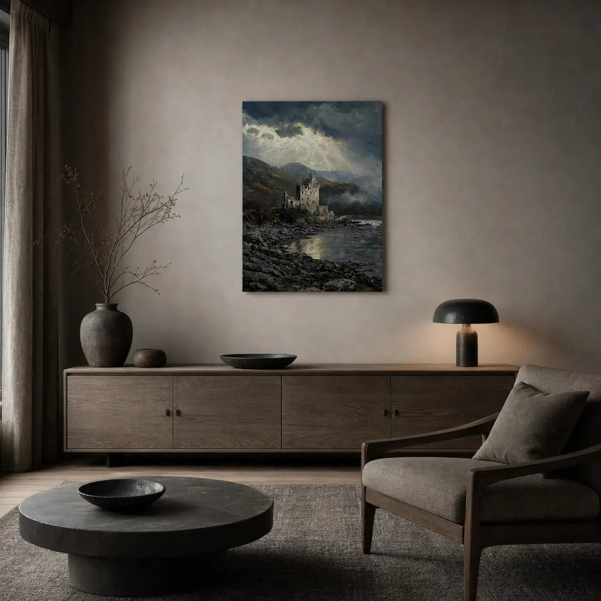 Vintage Highland Castle Canvas Print | Atmospheric Coastal Wall Art