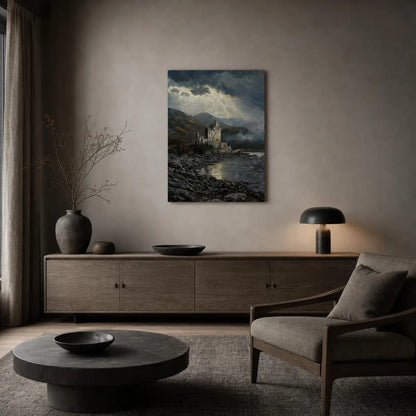 Vintage Highland Castle Canvas Print | Atmospheric Coastal Wall Art
