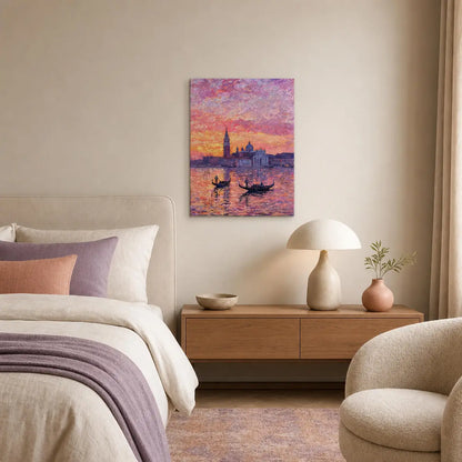 Vintage Venice Sunset Canvas Print | Romantic Lagoon Wall Art