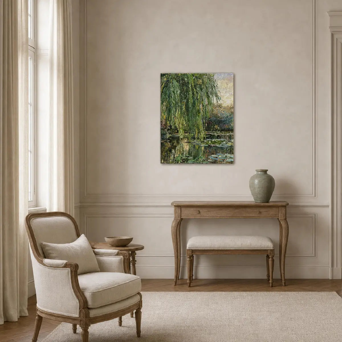 Weeping Willow and Water Lilies Canvas Print | Vintstep