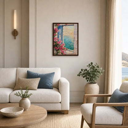 Mediterranean Sea Window Bougainvillea Impressionist Art Print