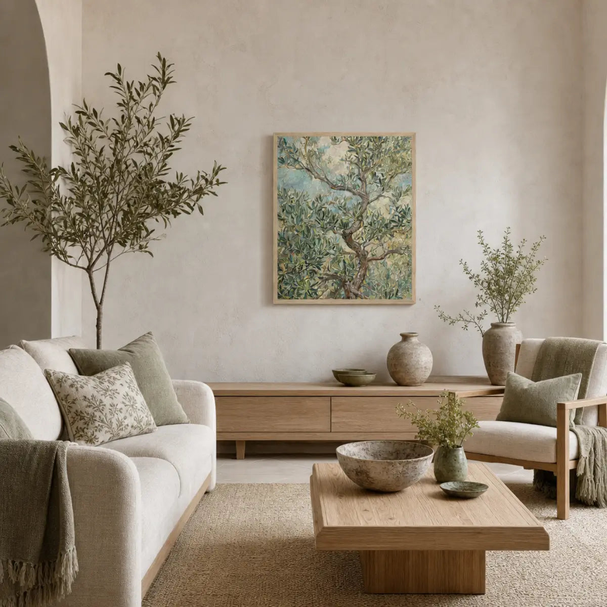 Impressionist Olive Tree Framed Art Print