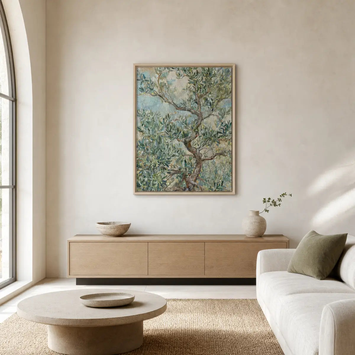 Impressionist Olive Tree Framed Canvas Wall Art