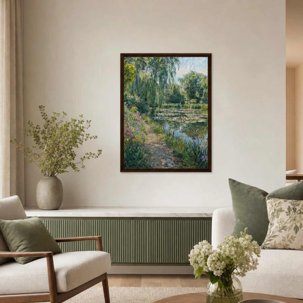 Giverny Garden Path & Water Lilies Impressionist Art Print