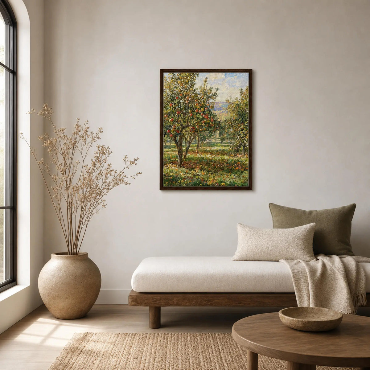 Sunny Apple Orchard Framed Canvas Wall Art | Gallery Style Decor