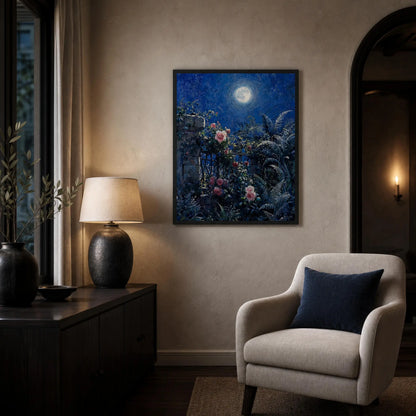 Midnight Garden Roses Framed Art Poster