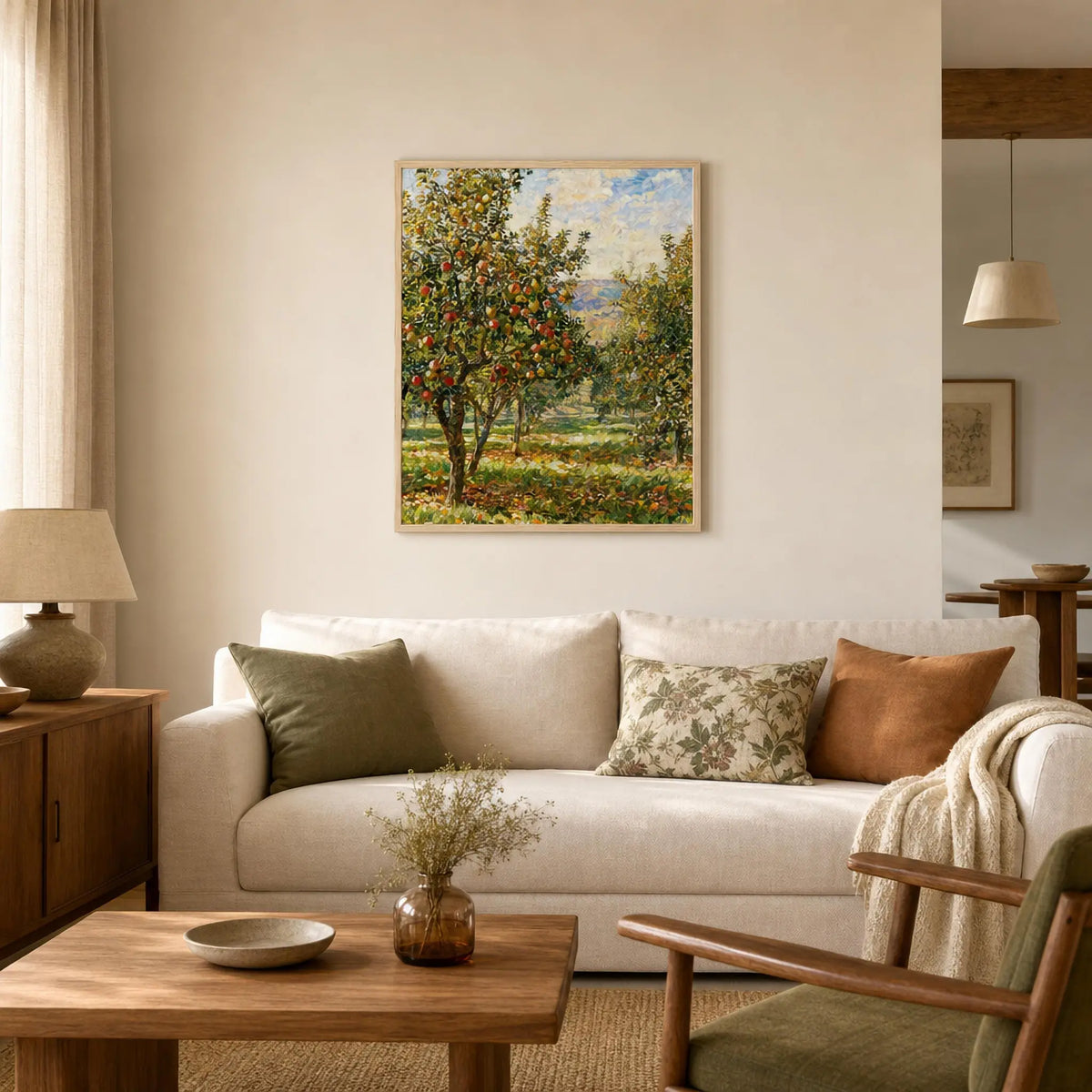 Sunny Apple Orchard Framed Art Print | Ready to Hang Wall Decor