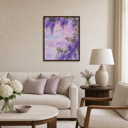Framed Wisteria Garden Art Print | Ready-to-Hang Floral Wall Decor