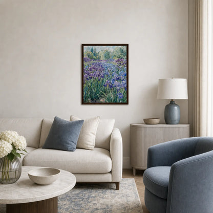 Vibrant Iris Garden Framed Canvas | Vintstep