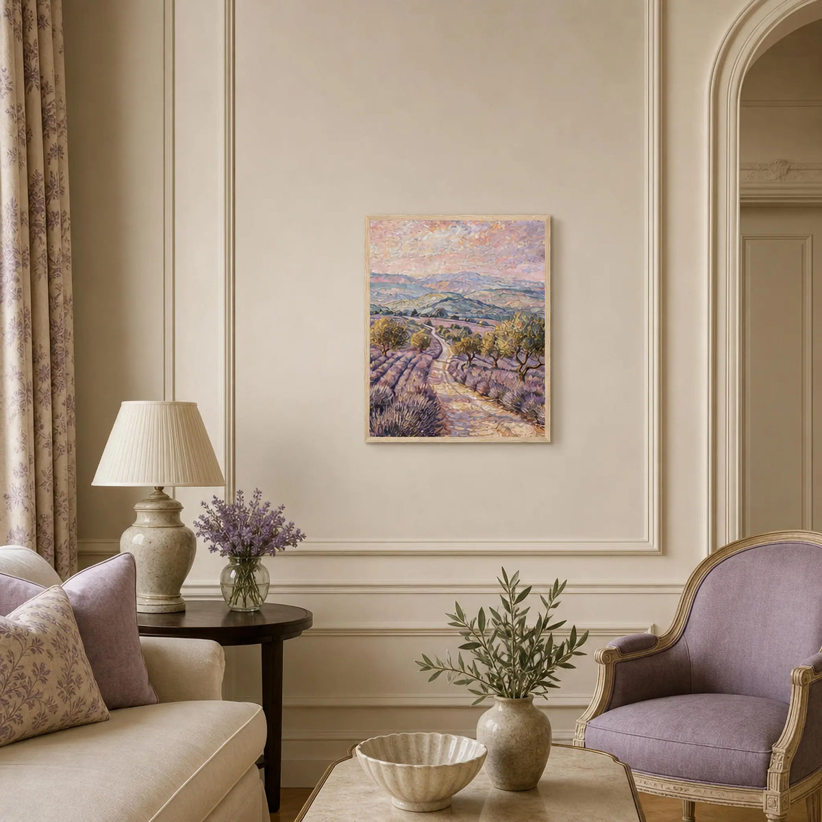Provence Lavender Field Framed Art Print | Ready to Hang Wall Decor