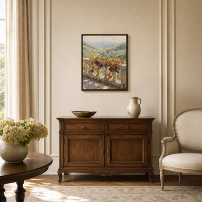 Vineyard Balcony View Framed Art Print | Ready to Hang Wall Decor