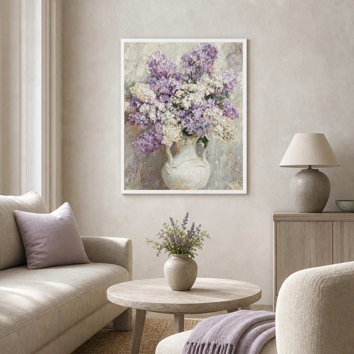 Impressionist Purple Lilac Bouquet Framed Art Print
