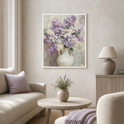 Impressionist Purple Lilac Bouquet Framed Art Print