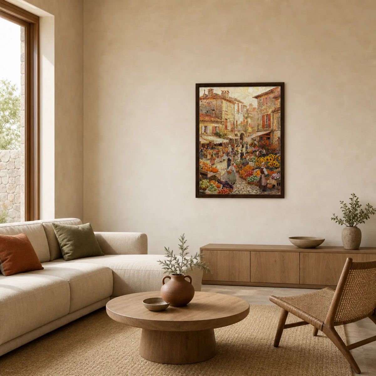 European Village Market Framed Canvas Wall Art | Gallery Style Decor